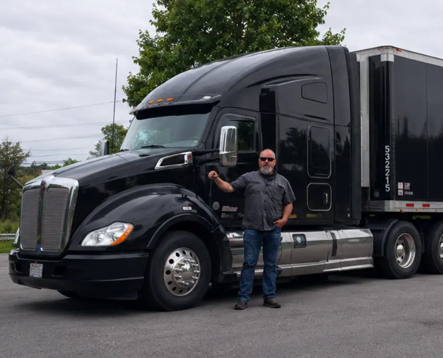 Len's Clean Air fleet technician with a service truck